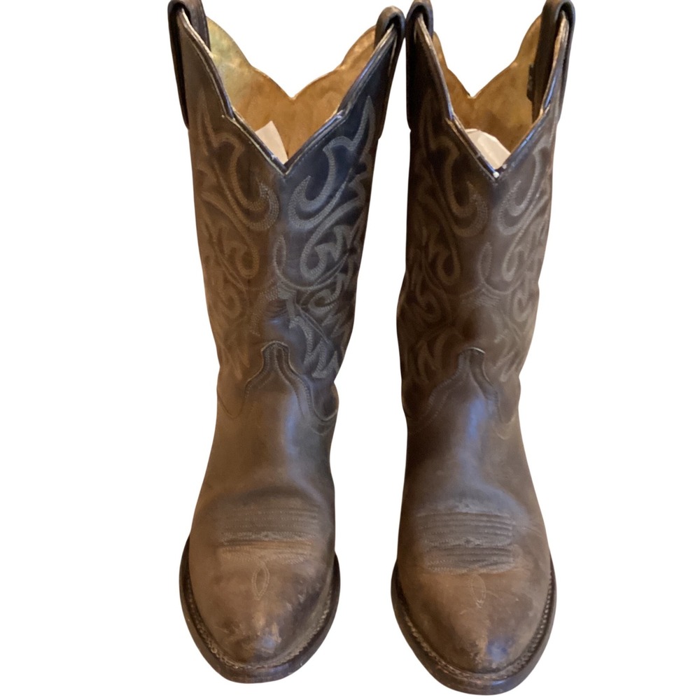 Dan Post Brown Embroidered Leather Western Heeled Boots